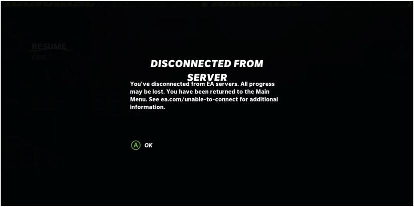 Madden NFL 22 Disconnected From The Server Error Message