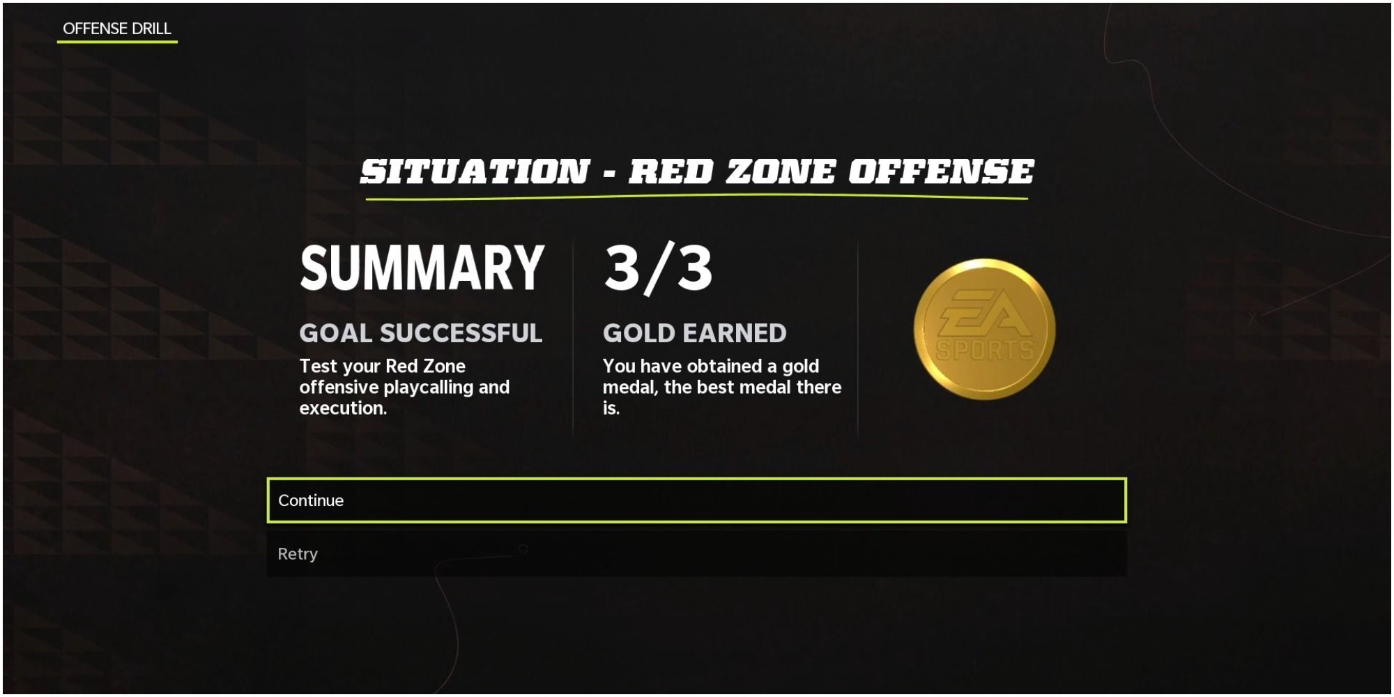 Madden NFL 22 Getting A Gold Medal In A Drill On Offense