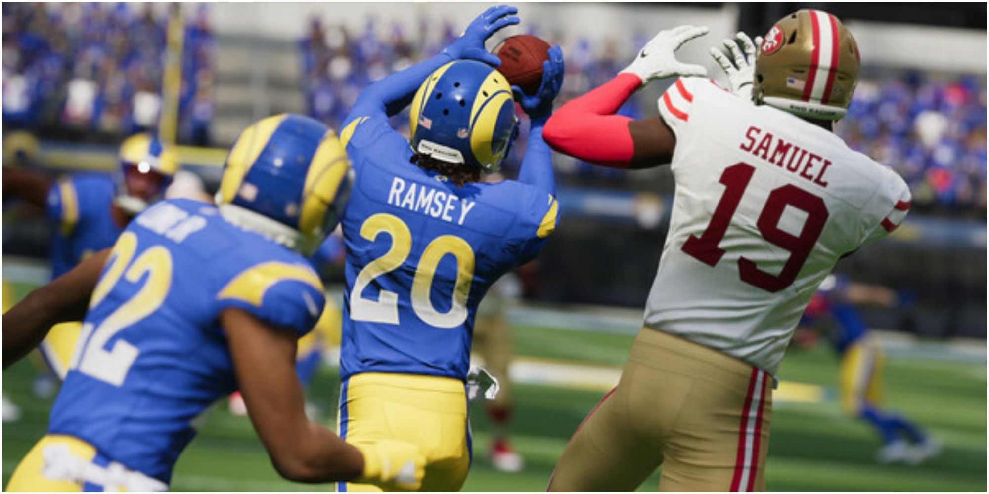 Madden-NFL-22-Jalen-Ramsey-Stepping-In-Front-For-A-Pick-Against-The-49ers-1