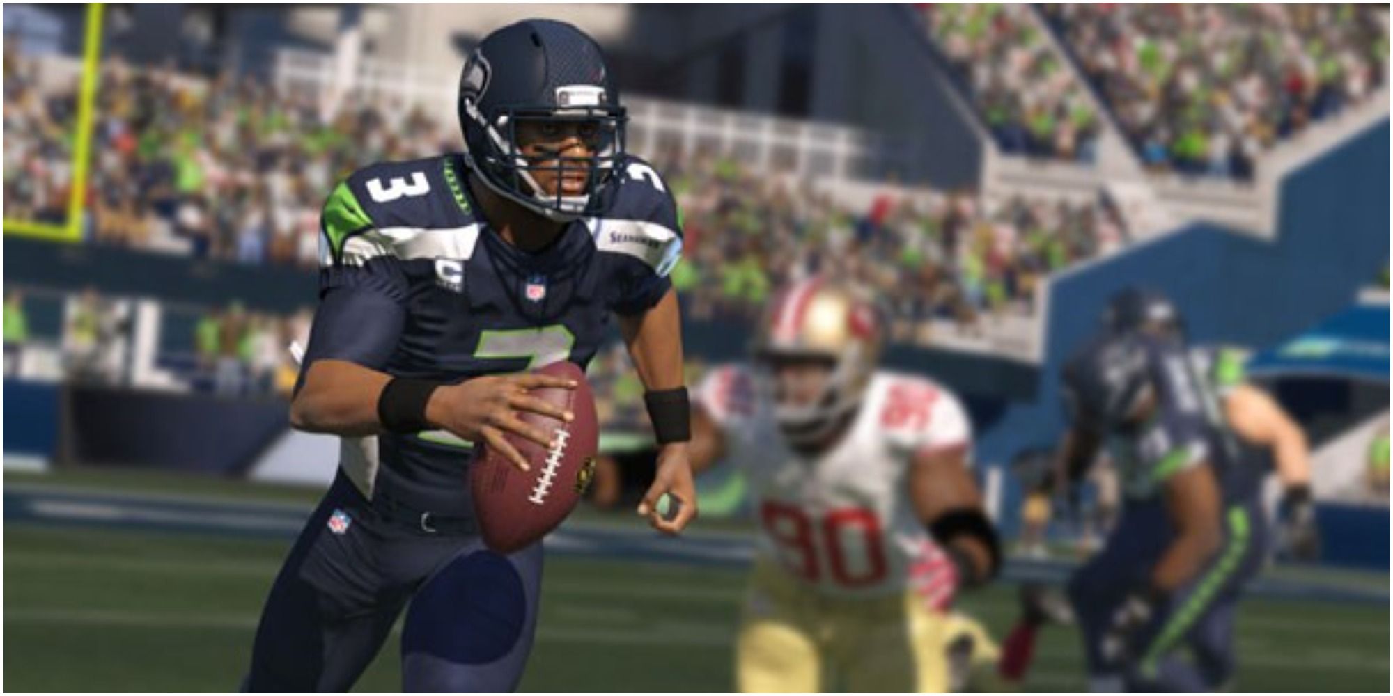 Madden NFL 22 Russell Wilson Breaking Containment Against The 49ers