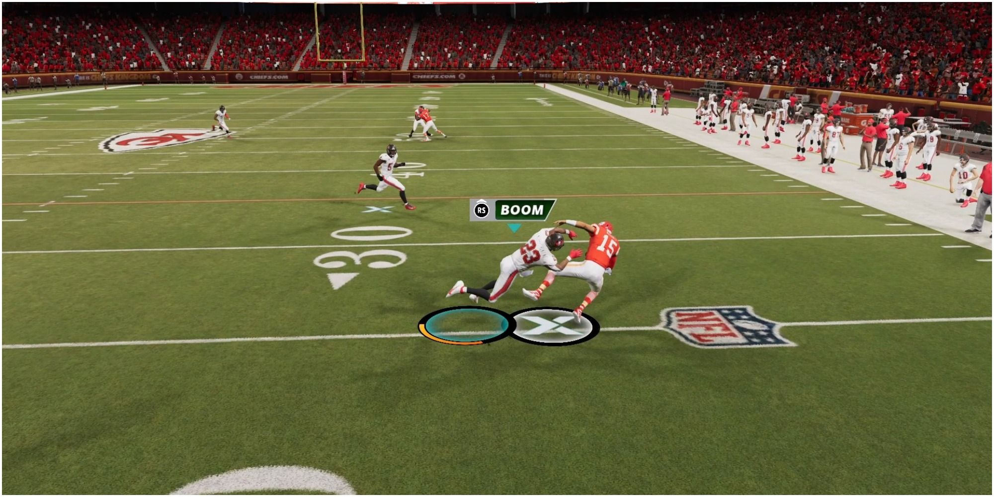 Madden NFL 22 Using The Hit Stick Against Patrick Mahomes