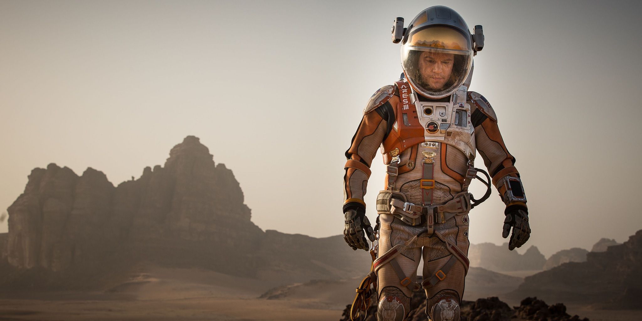 Matt Damon as Mark Watney on Mars in The Martian