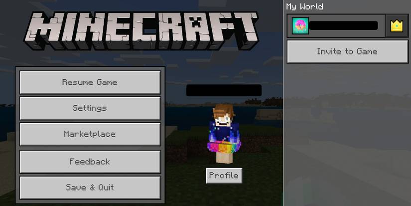 Minecraft Bedrock pause menu with option to invite friends