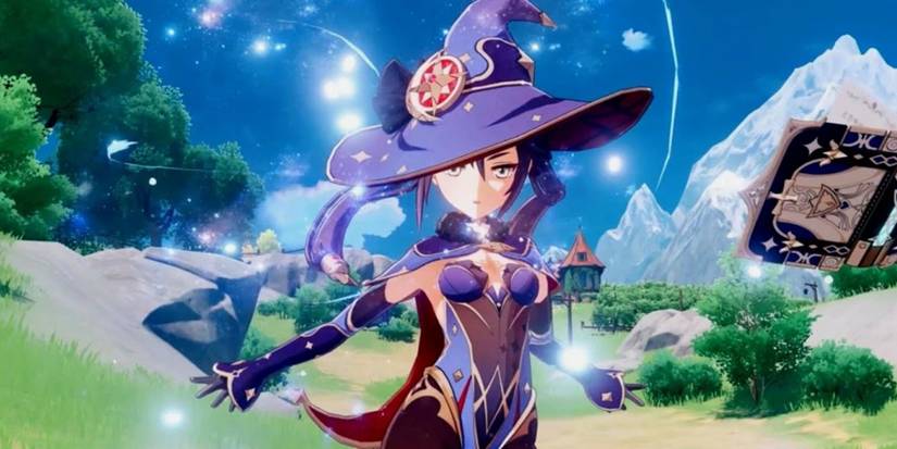 Genshin Impact Mona-opening-her-spellbook
