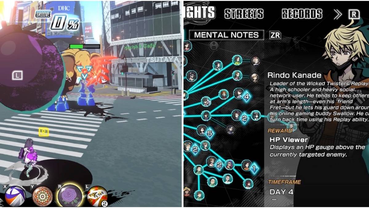 Fighting enemies and the skill tree from Neo: The World Ends With You