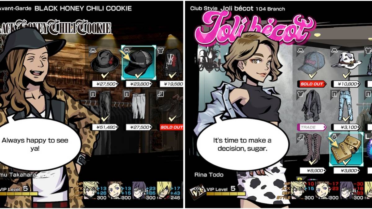 Shopping at various clothing stores in Neo: The World Ends With You