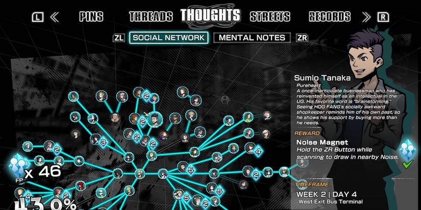 Noise Magnet skill menu from Neo: The World Ends With You