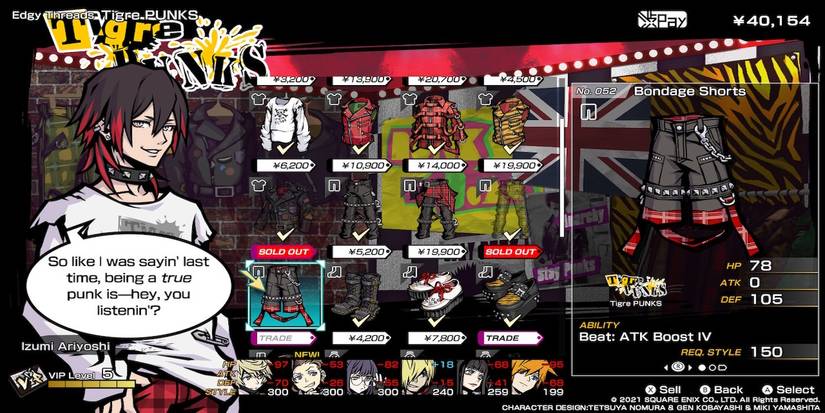 Shopping for the Bondage Shorts in Neo: The World Ends With You