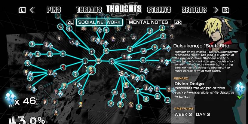 Divine Dodge skill menu from Neo: The World Ends With You