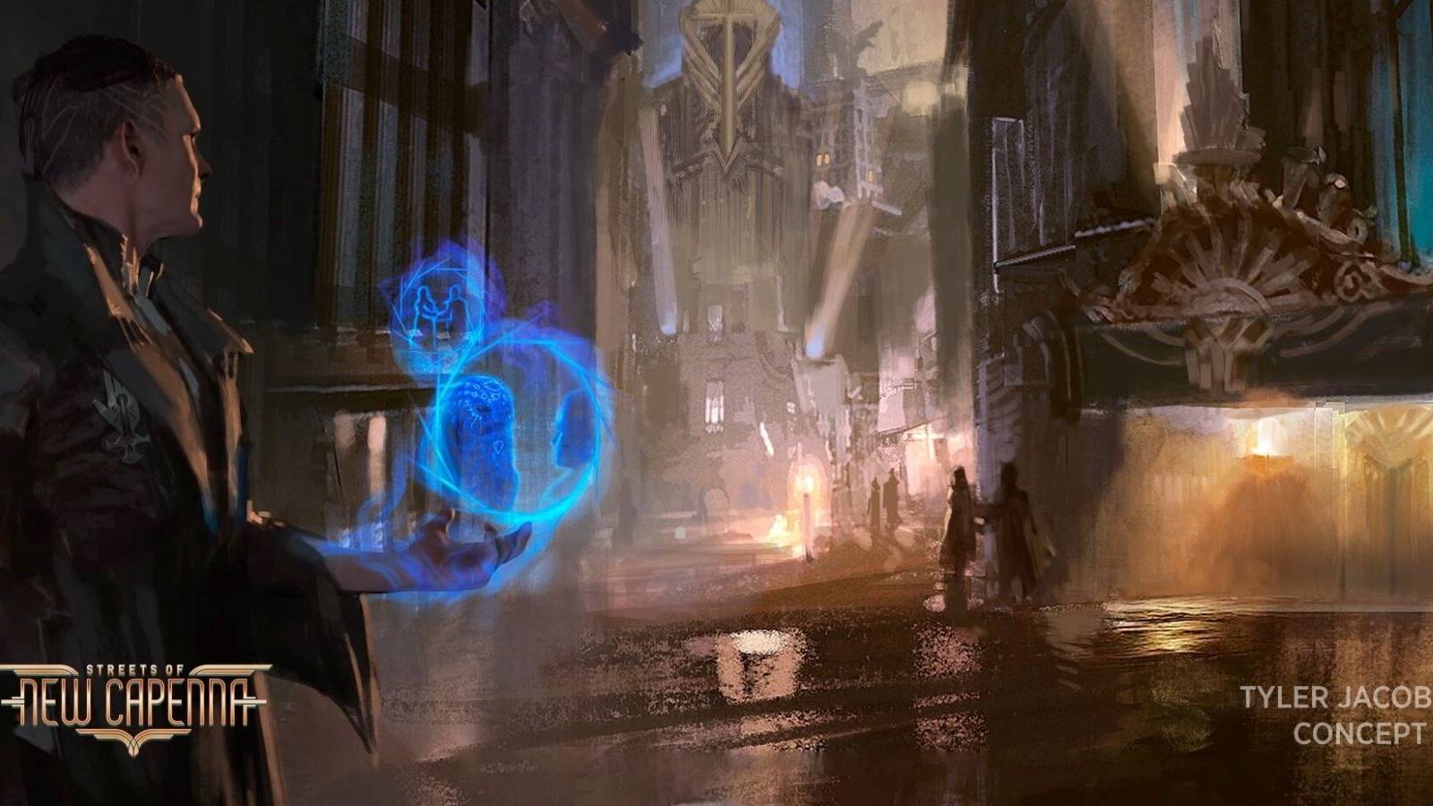Concept art for Magic: The Gathering's Streets of New Capenna set