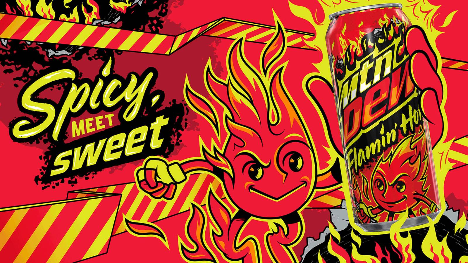 mountain dew's new flamin hot flavor advertisement