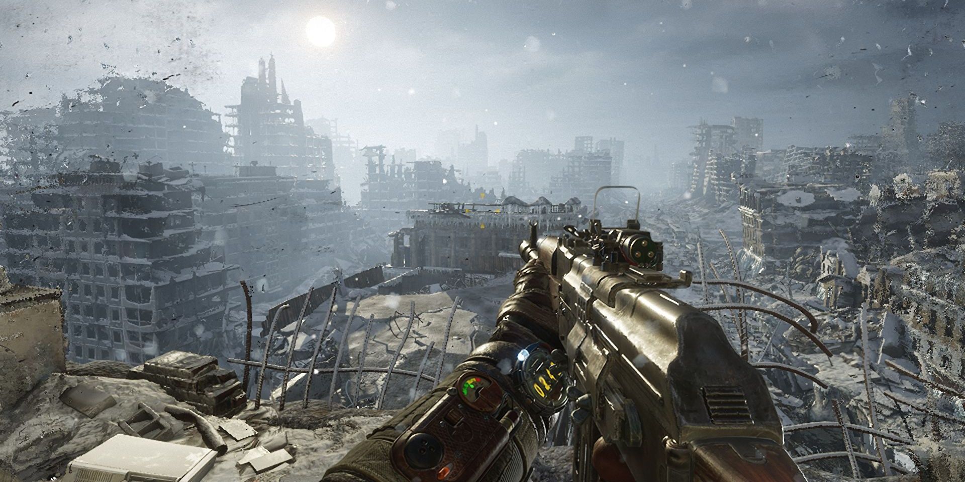 Player Character Looking Over Desolate Environment From Metro Exodus
