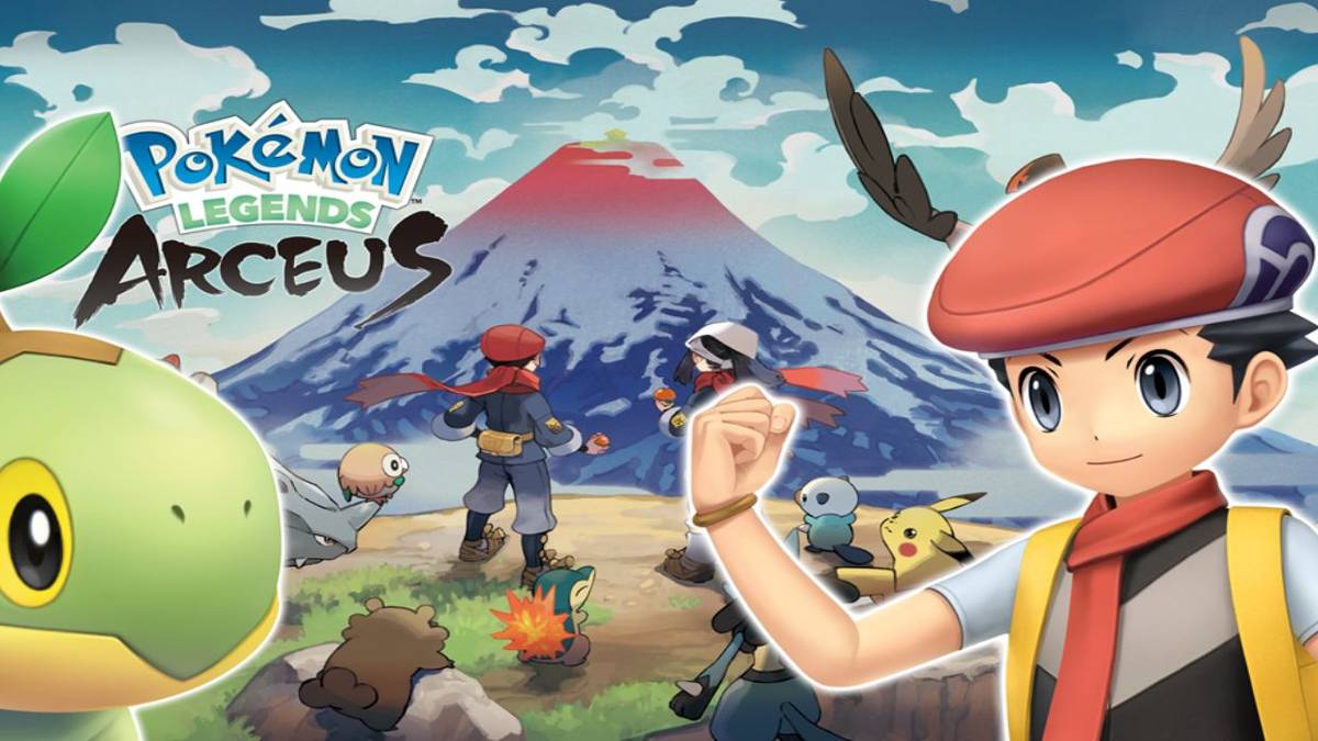 turtwig and trainer over photo of pokemon legends