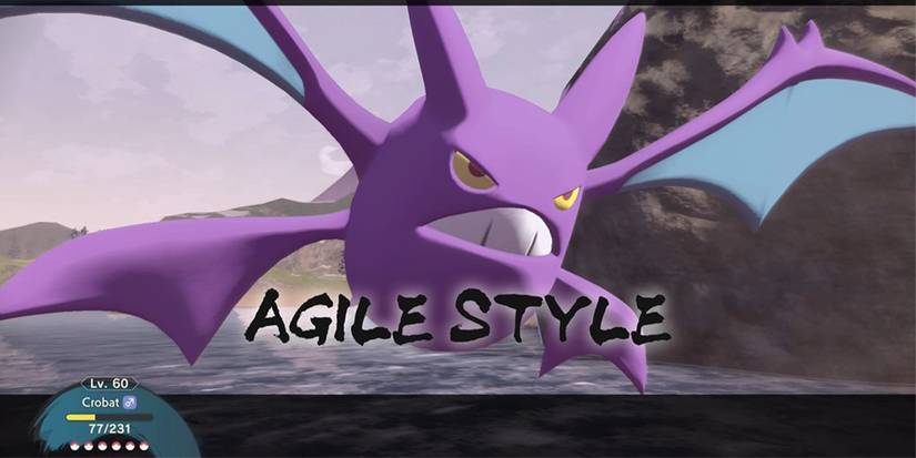 Pokemon Legends Arceus a crobat uses an Agile style attack