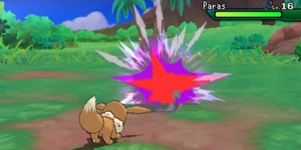 Pokemon Eevee using Pursuit on Paras