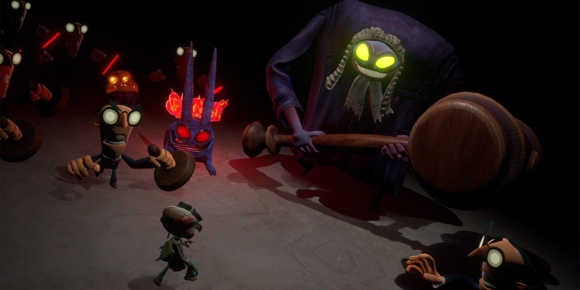 The Judge and various enemies from Psychonauts 2