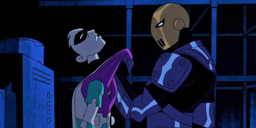 Robin fighting Deathstroke in the cartoons