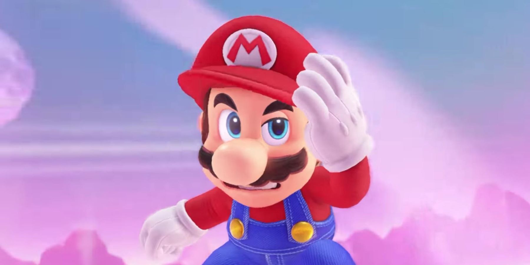 Марио держит шляпу в Super Mario Odyssey