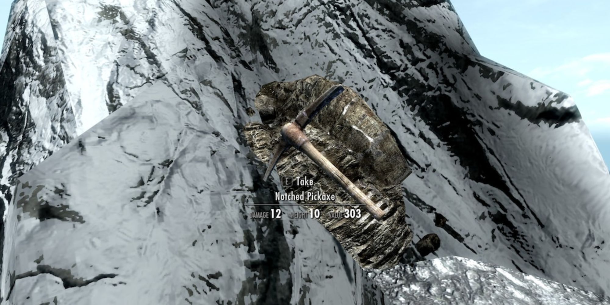 Skyrim Notched Pickaxe On Top Of High Hrothgar