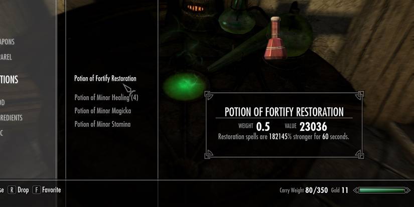 Skyrim Potion Of Restoration
