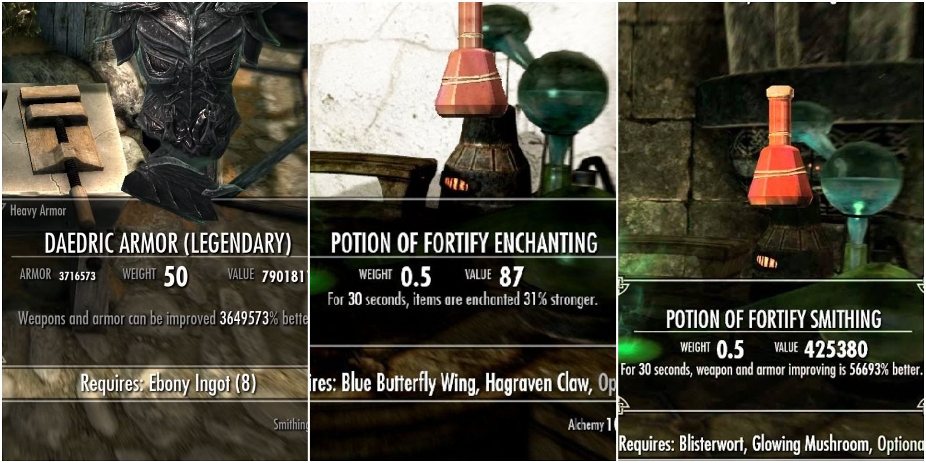 Skyrim Potion of Smithing, Potion of Enchanting and Improved Armor via Exploit