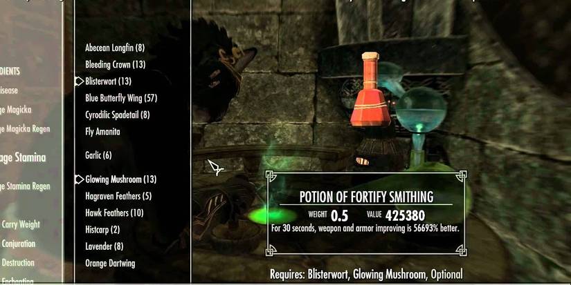 Skyrim Potion Of Fortify Smithing