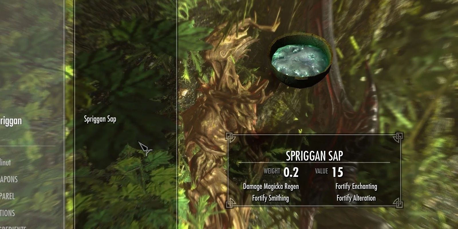 Skyrim Spriggan Sap Selected In The Inventory View