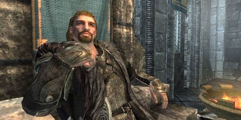Ulfric Stormcloak sitting on his throne in Skyrim