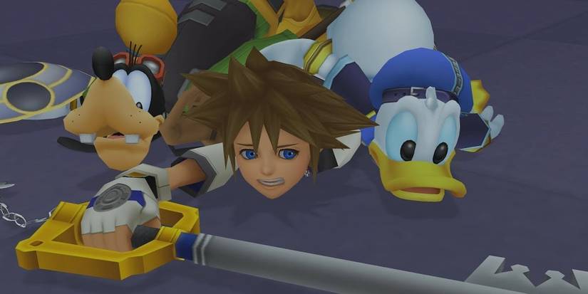 Sora, Donald, and Goofy in Kingdom Hearts