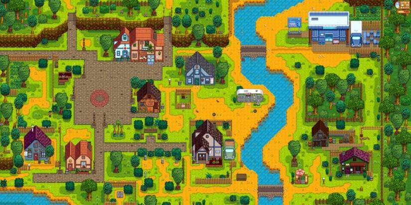 Map of Pelican Town from Stardew Valley