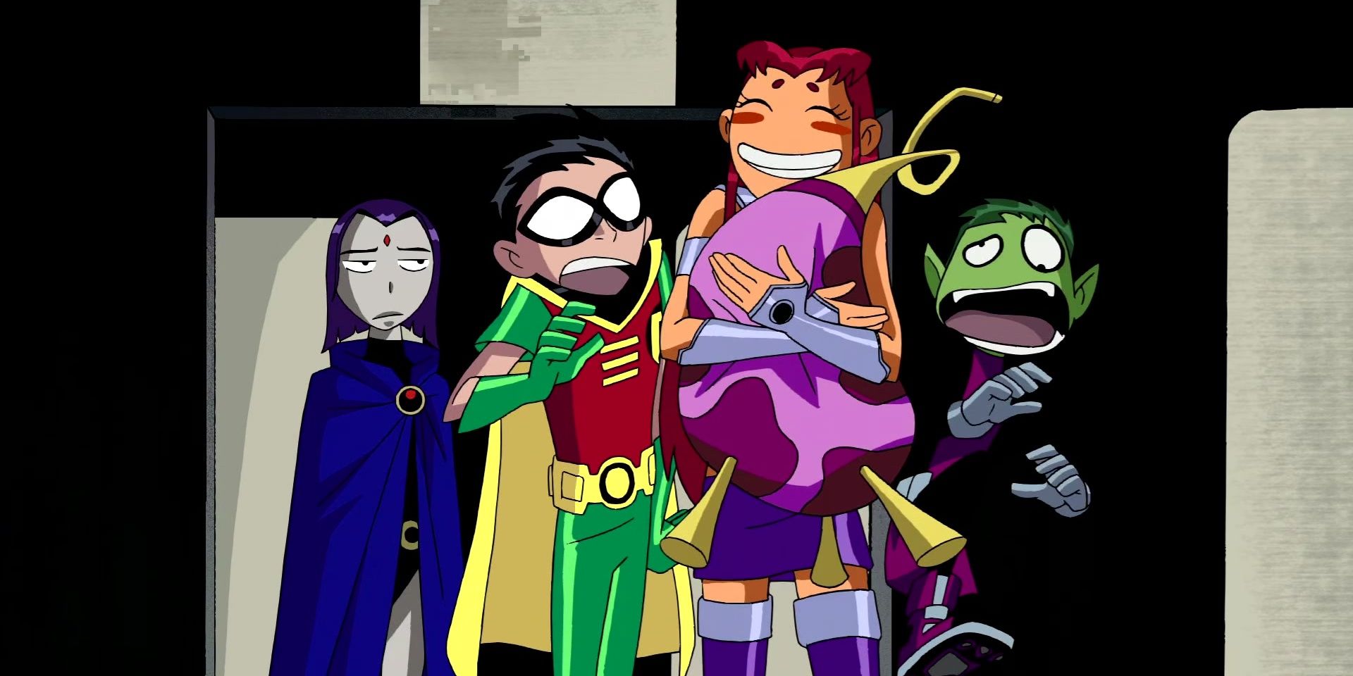 Robin, Starfire, Raven, and Beast Boy in Teen Titans