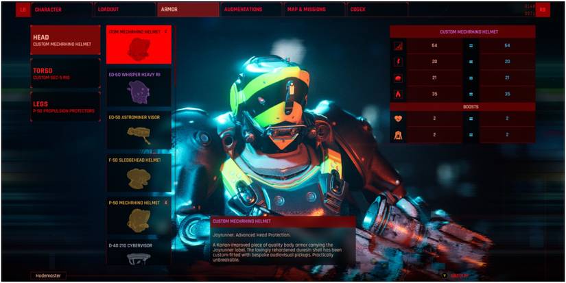 The Ascent Custom Mechrhino Helmet In The Menu Screen