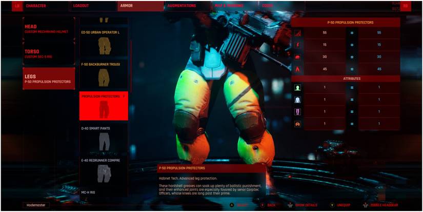 The Ascent P50 Propulsion Protectors In The Menu Screen