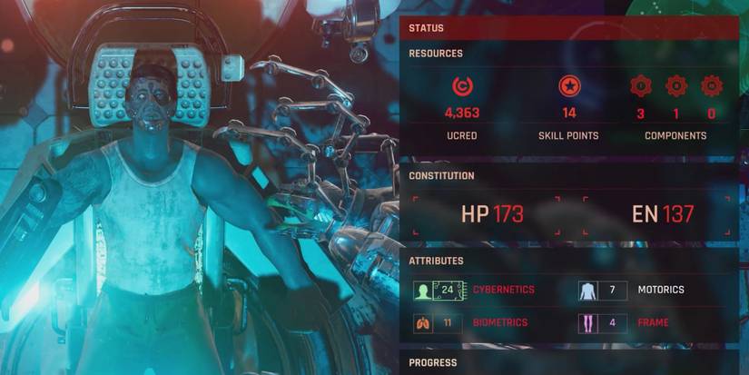 The Ascent, player getting upgrades, menu