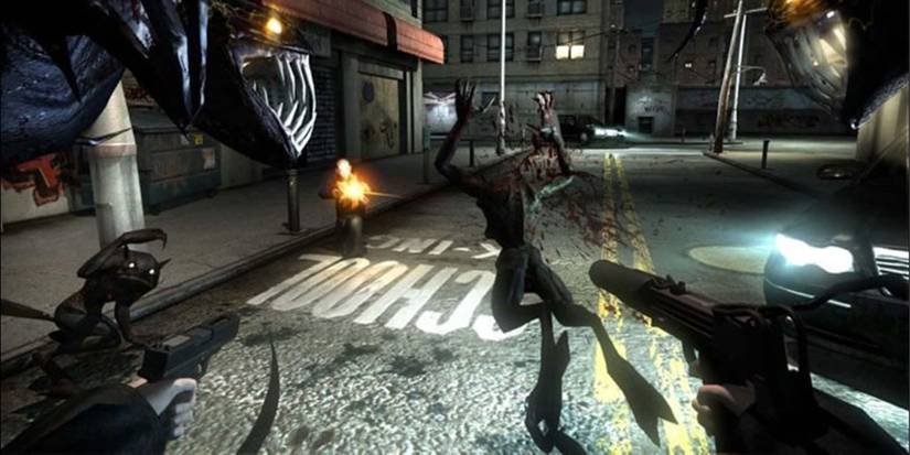 The Darkness Jackie fights against enemies with minion