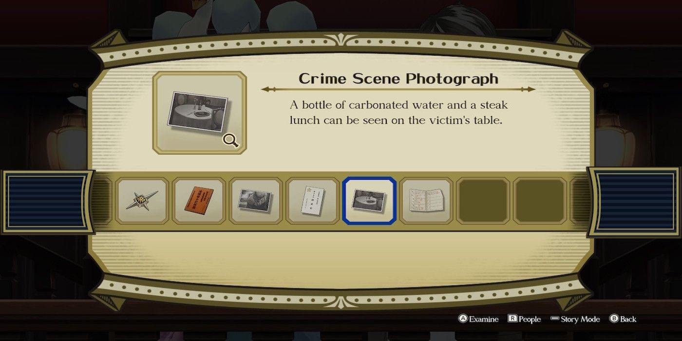 The evidence menu from The Great Ace Attorney Chronicles