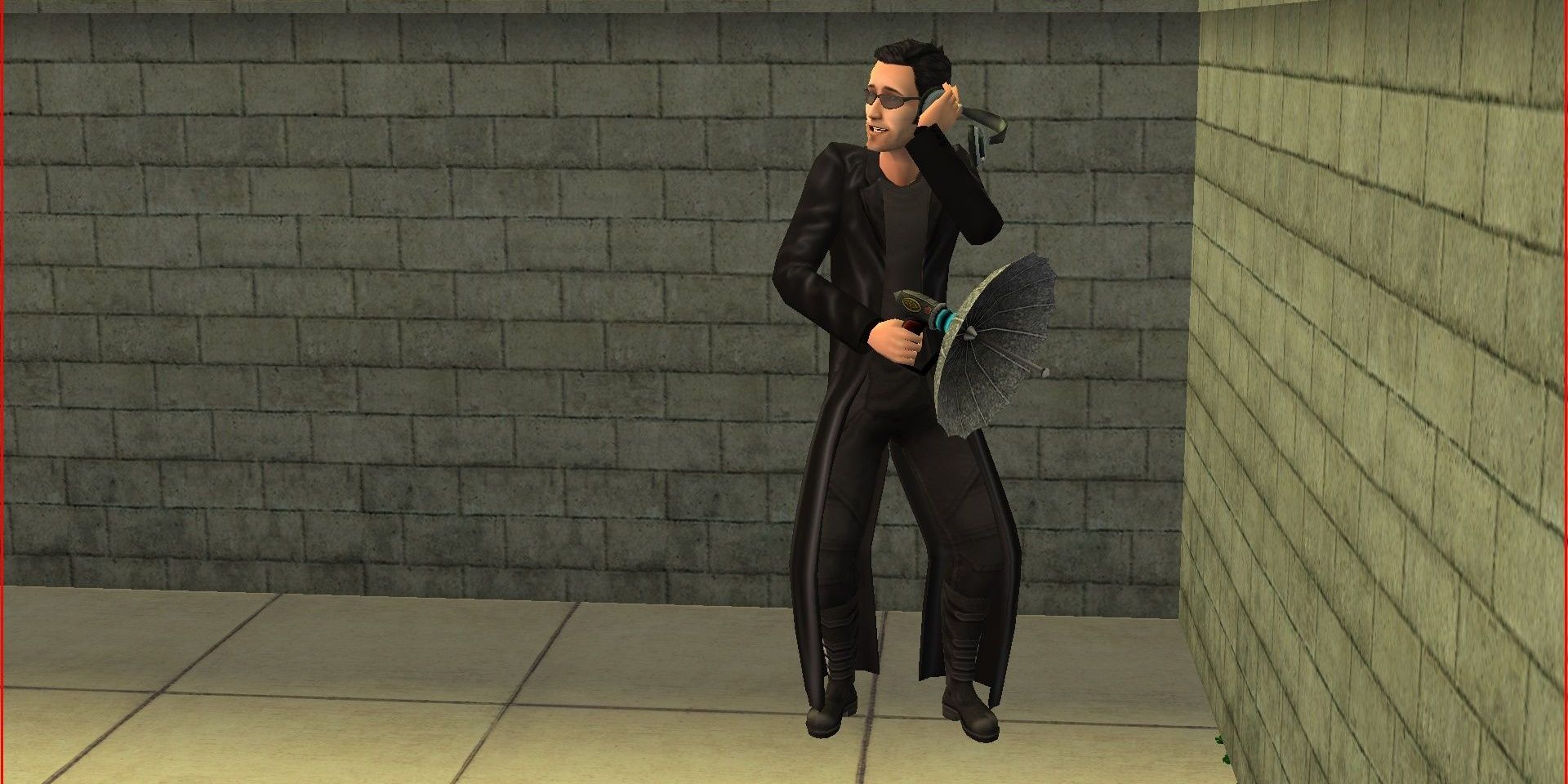 A Sim in the spy career in The Sims 2