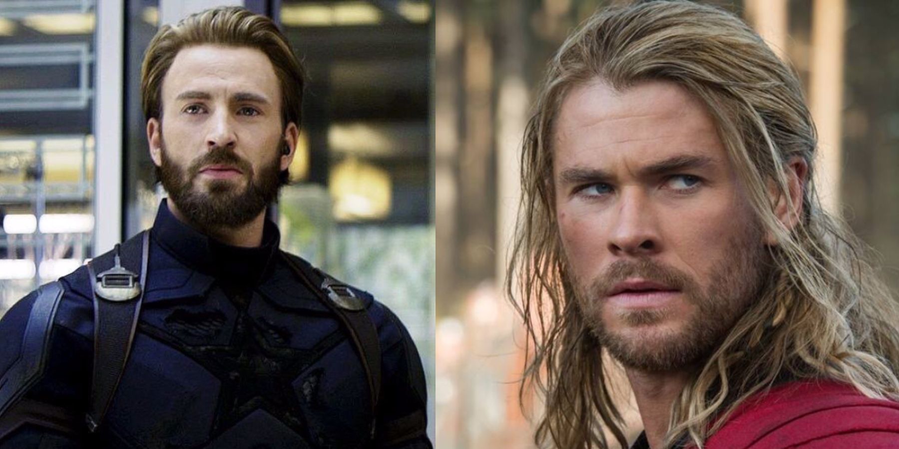 Steve Rogers in Avengers: Infinity War and Thor in Thor: The Dark World