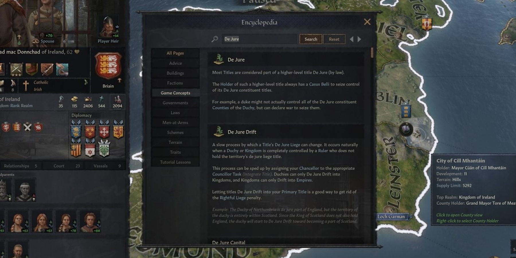 Crusader Kings 3 Titles and Claims Menu