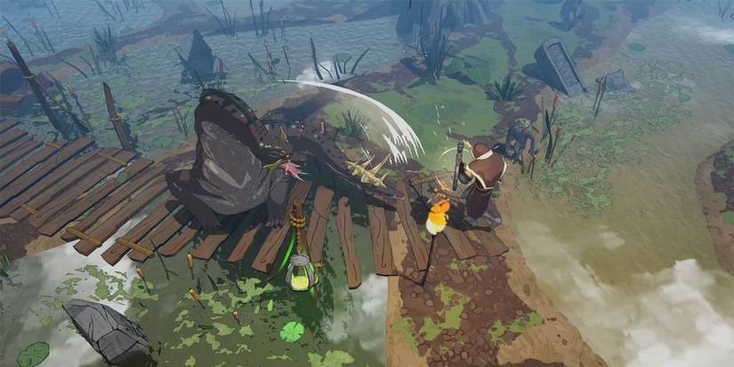 Tribes of Midgard player fighting a Linnorm