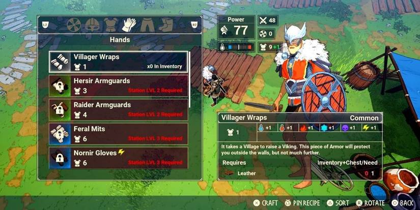 Tribes of Midgard armorer item screen