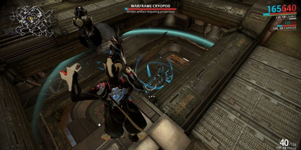 Warframe Limbo using Banish ability to banish an ally