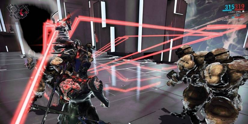 Warframe Limbo stasis ability freezing enemies in place