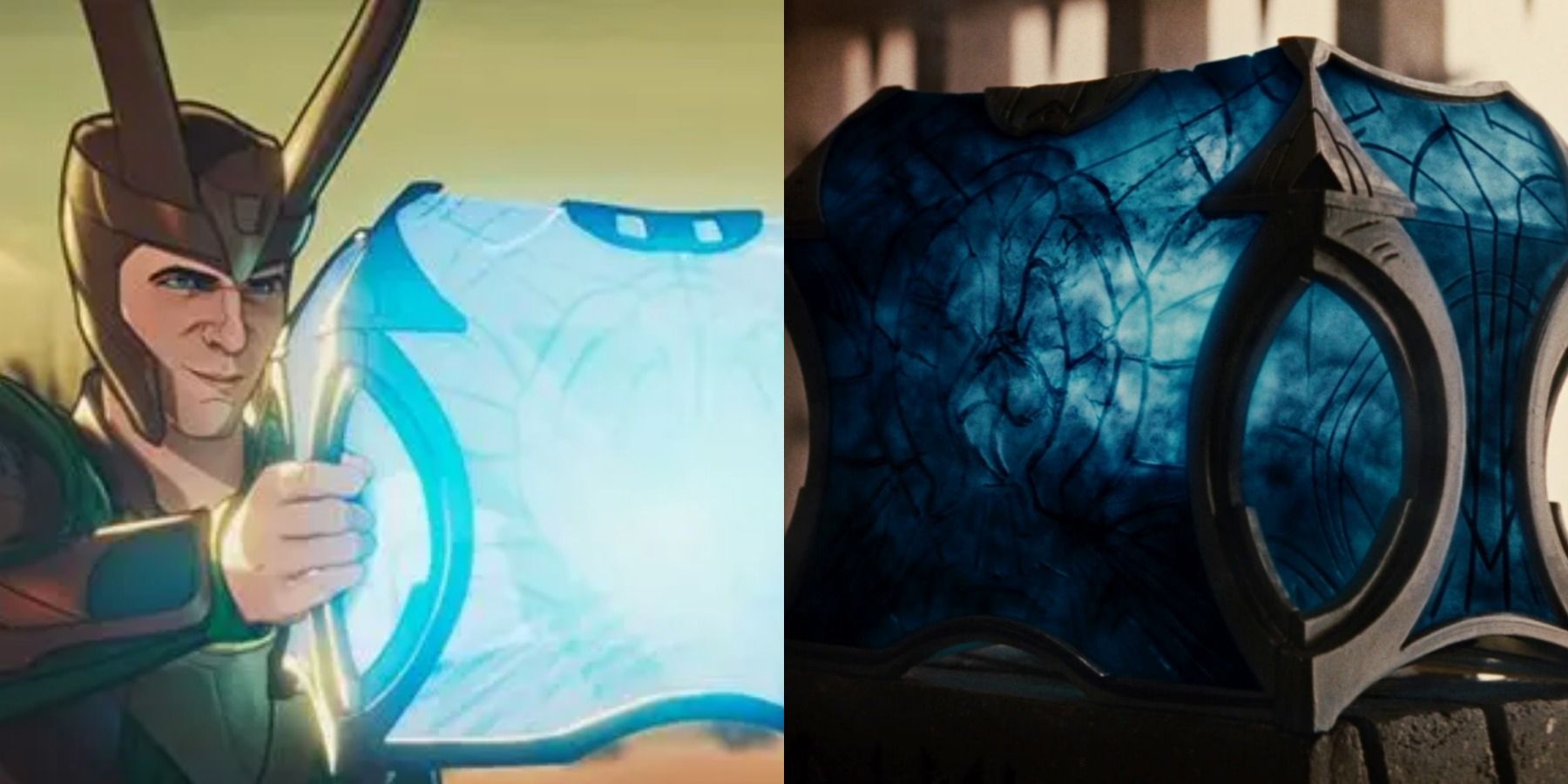 A split image depicts the Casket Of Ancient Winters in What If Episode 3 and Thor