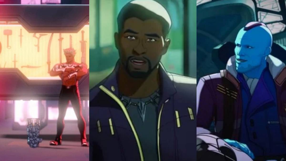 A split image depicts the Collector, T'Challa, and Yondu in What If Episode 2