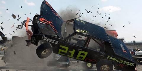Wreckfest a car being plowed into