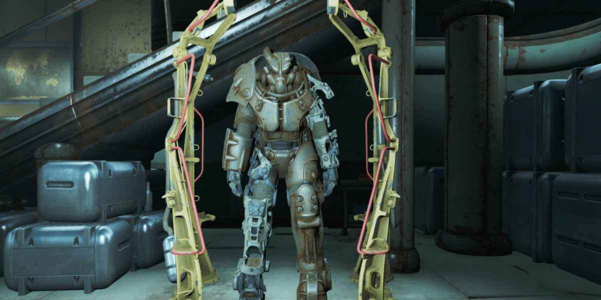 X-01 power armor in a power armor station in Fallout 4
