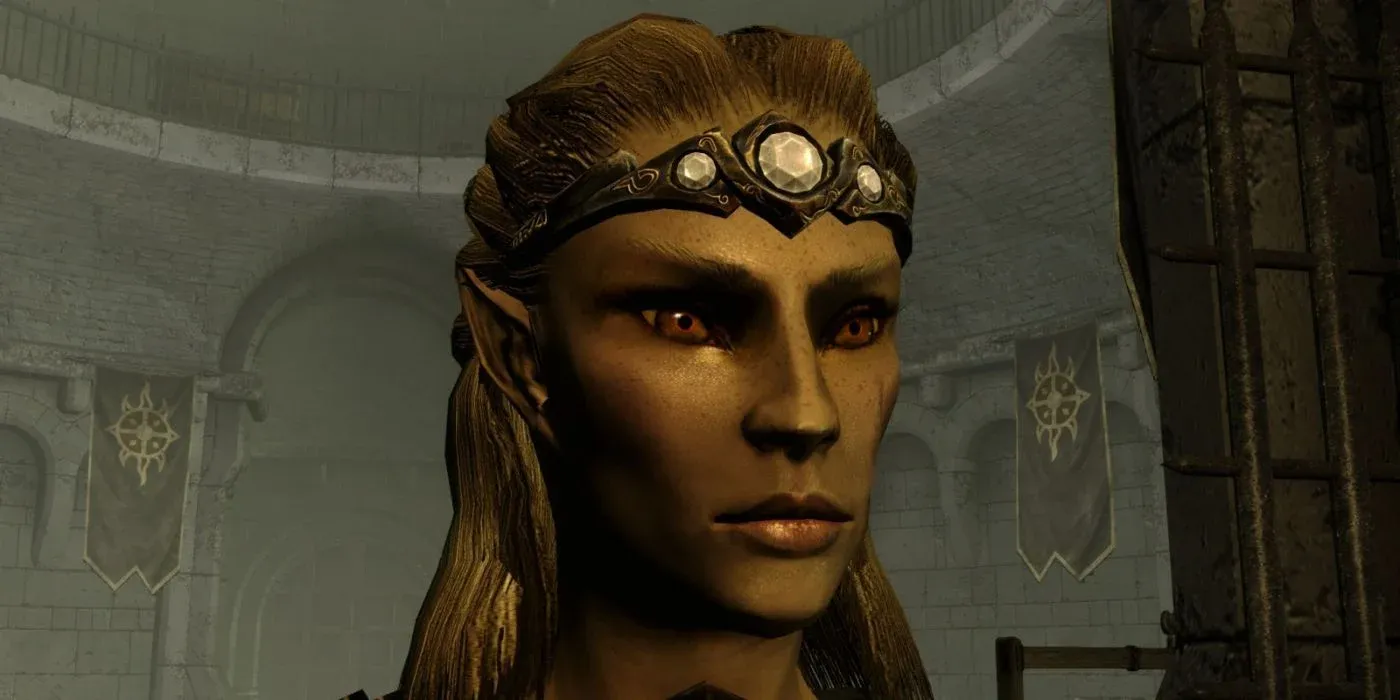 a female mage wearing the Mage's Circlet in Skyrim