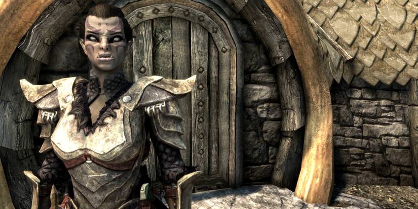 a female orc warrior in Skyrim