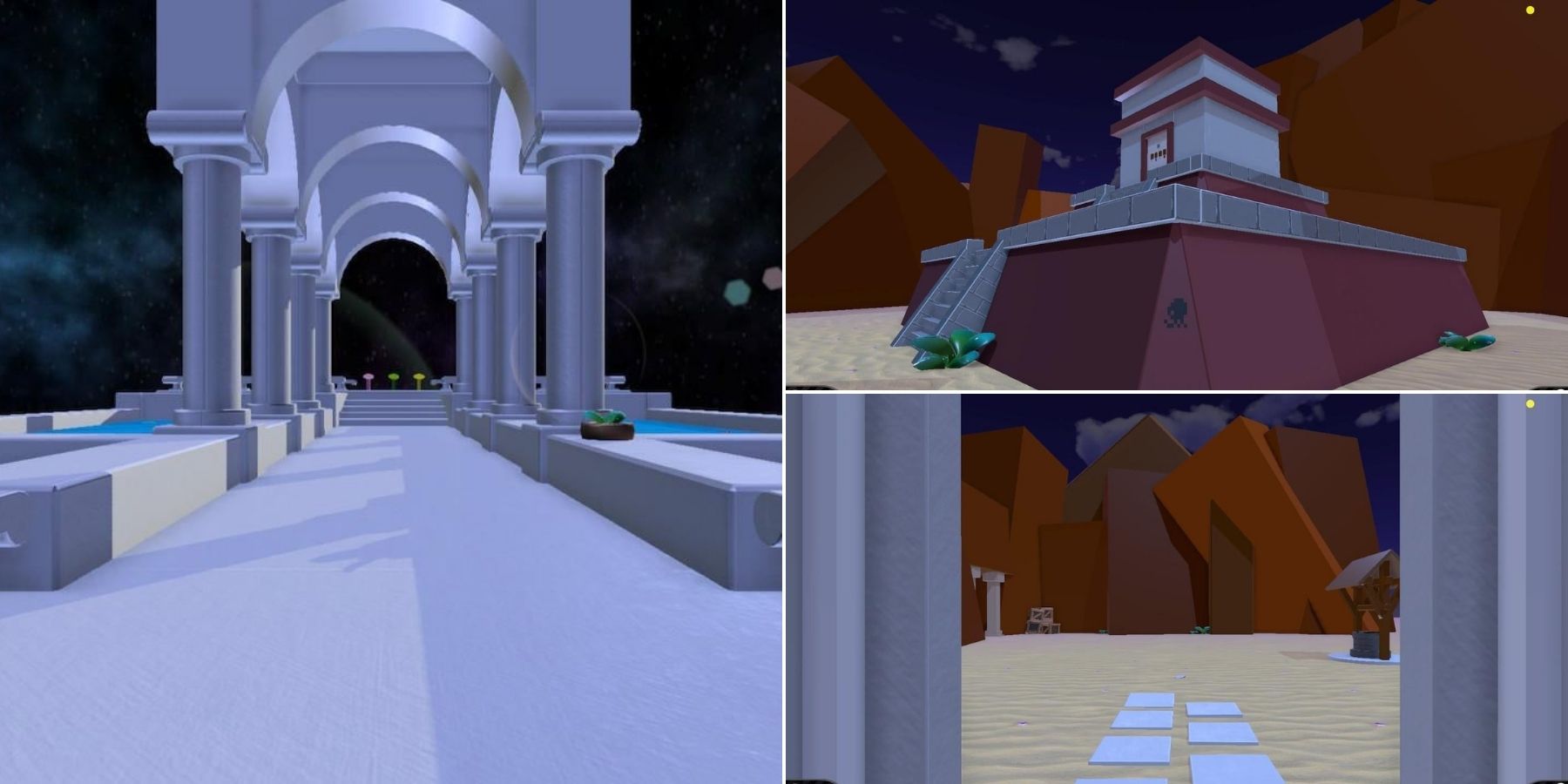 alone screenshots of buildings in space-like world